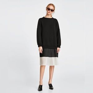 Zara XS Sweatshirt Pleated Dress